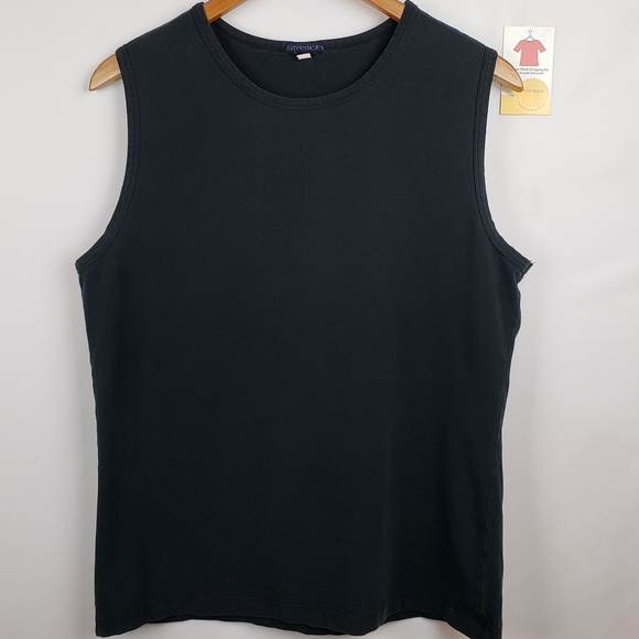 Tops - Womens Sleeveless Muscle T-Shirt Stretch Black